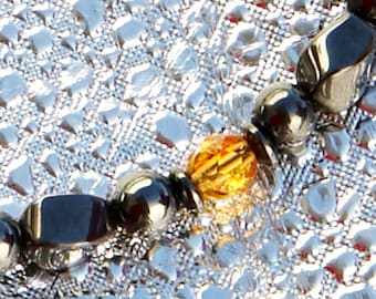 Amber and Magnetite Magnetic Anklet  for Pain Relief and Holistic Healing