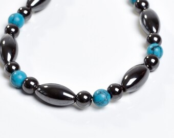 Magnetic Anklet Magnetite with Turquiose Accents Custom Made by Happy and Healthy