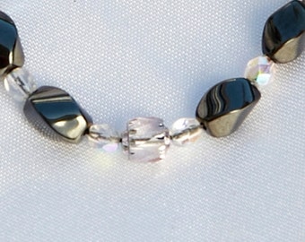 Magnetite and Lavender Glass Magnetic Therapy Bracelet By Happy and Healthy