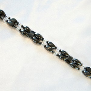 Magnetic Therapy Bracelet Strong Double Strand Magnetite and Clear Crystal Cut Glass image 4