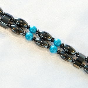 Black and Turquoise Magnetic Double Strand Bracelet - Sedona Style - Happy & Healthy Magnetic Jewelry