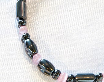 Pink and Black Magnetic Therapy Double Strand Bracelet Therapeutic for Pain Relief and Energy