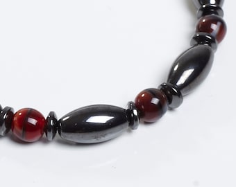 Magnetic Therapy Anklet Magnetite with Red Accents Custom Made for Pain Relief