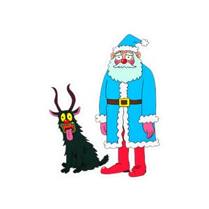 Santa and Krampus Vinyl Sticker/Decal - Water Bottle / Scrapbooking / Decal / Vinyl Sticker / Laptop / Phone / Waterproof Vinyl Stickers