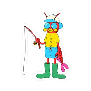 Fishing Lobster Vinyl Sticker/Decal - Water Bottle / Scrapbooking / Decal / Vinyl Sticker / Laptop / Phone / Waterproof Vinyl Stickers