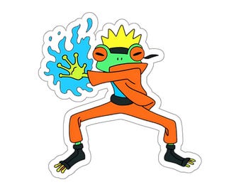 Pegatina de vinilo de rana ninja: botella de agua, diario, álbum de recortes, pegatina de vinilo, portátil, teléfono, pegatinas de vinilo resistentes al agua