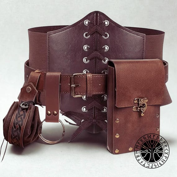 LARP & Cosplay Korsett, Festival Bauchtasche aus PU-Leder, Wikinger Dragon, Geschenk, Mittelalter Accessoire, Gürteltasche, Cosplay Kostüm