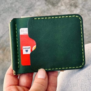 Geldklammer Brieftasche, Herren Mini-Geldbörse mit Geldscheinklammer aus Crazy Horse Leder, Portemonnaie Männer Geldbeutel, Geschenk für ihn