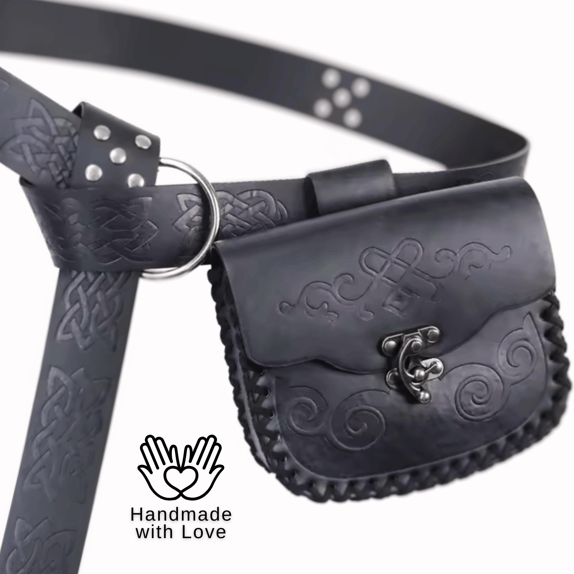 AUNGCSHE Mittelalter Gürteltasche Set - Wikinger Gürtel Mit Geprägter Tasche