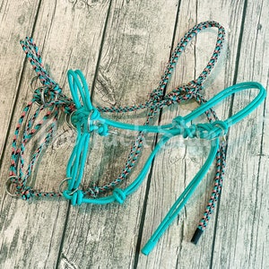 FIRM Custom Sliding O-Ring Transition Halter Indian Bosal Hybrid &quot;Bosalter&quot; in 1/4&quot; Rope 12 set sizes or custom