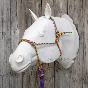 SOFT 50+ Colors in Original Premium Yacht Braid Soft 1/4&quot; Rope Halter with 12 set sizes or custom