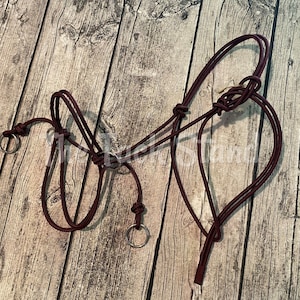 Indian &quot;Bosalter&quot; Stiff 1/4&quot; Rope Halter Horse Size in Maroon