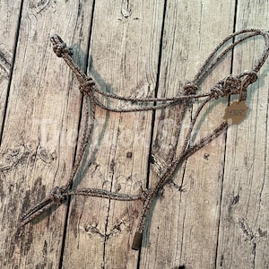 PRE-MADE Stiff 1/4&quot; Horse Sized plus extra nose knots Rope Halter Fall Camo