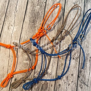 FIRM Rope Custom Easy On No Tie Clip Premium Firm & Stiff 1/4" Rope Halter with 12 set sizes or custom