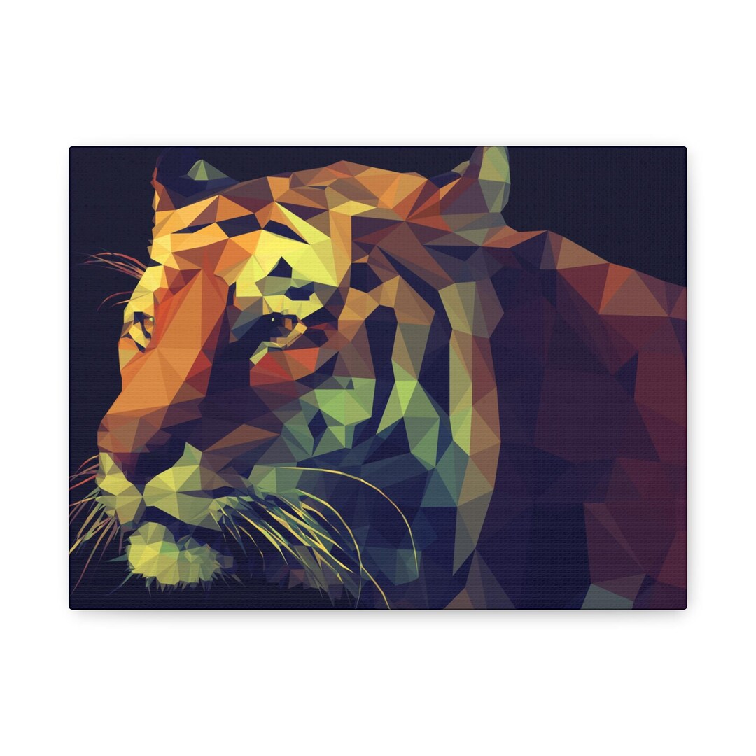 Geometric Polygon Tiger Matte Canvas - Etsy