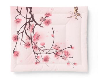 Cherry Blossom Branch Cotton Comforter | Pink Floral Bedding