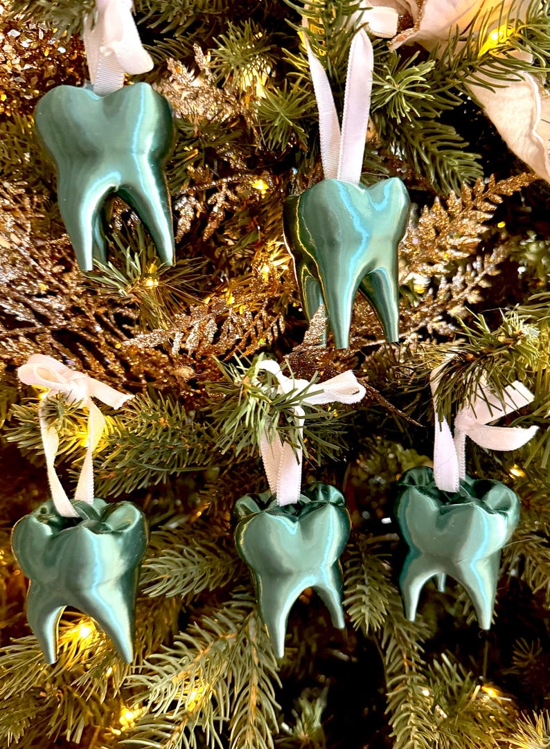Tooth Fall Decor 3D Tooth Christmas Ornaments: Dental Office Holiday Decor, Set of 5 ...