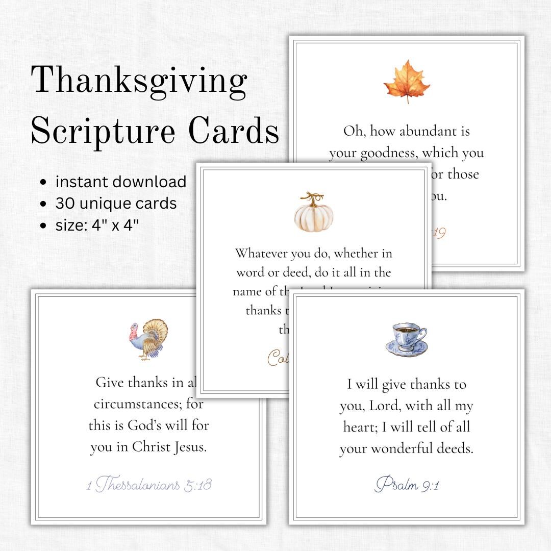 Hand Lettered Thanksgiving Scripture Thanksgiving Scripture Cards: Watercolor Bible Verses (digital PDF) - Etsy