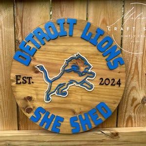 Detroit lions sign, wood sign, lions den