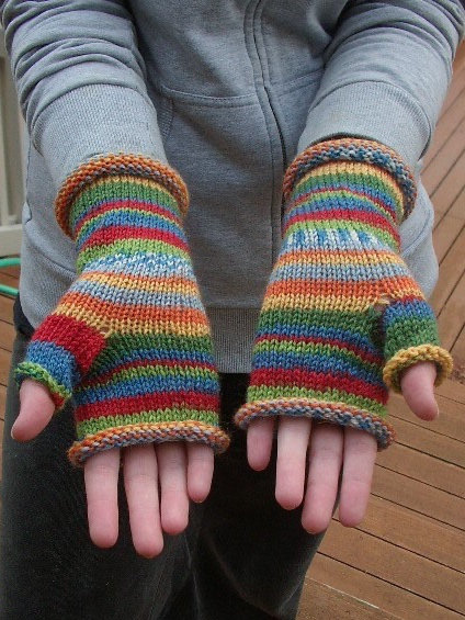 Fingerless Gloves Striped Wool Hand Knit - Kandinsky - Etsy