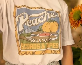 Camiseta vintage de Peaches Records de los años 70, regalo para amantes de la música, camiseta retro con cintas de vinilo para hombres y mujeres, regalo de aniversario perfecto