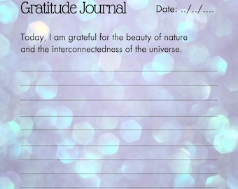 Diario de gratitud de 5 páginas: naturaleza, salud, abundancia, personas, lecciones. Esta guía milagrosa digital viene en formato PDF rellenable o PDF no rellenable