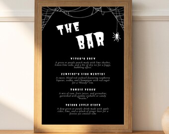 Halloween Bar Menu & Drink Sign | Printable, Editable Design Template | Spooky and Fun