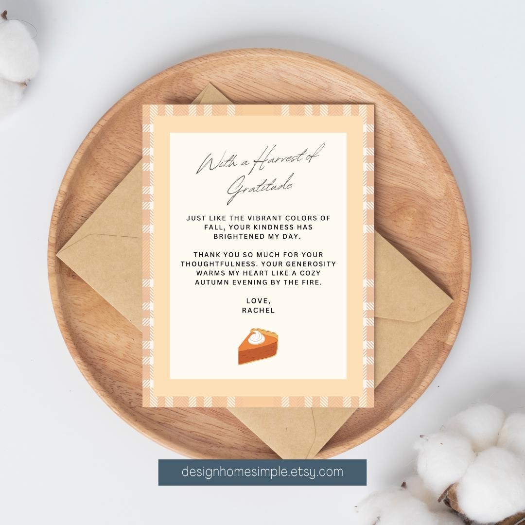 Thank You Card | Printable & Editable Design Template | Cozy Fall ...