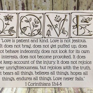 Engagement / Marriage Print ~ "Love is Patient & Kind..." Scripture ~ 1 Corinthians 13:4-8 ~ Gold