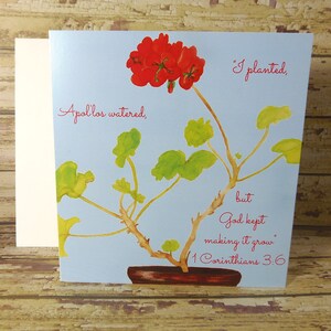 J’ai planté, Apollos arrosé, mais Dieu gardé ce qui en fait grandir ~ 1 Corinthiens 3:6 l’écriture ~ Ministère / carte de voeux Pioneer