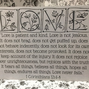 Engagement / Marriage 8 1/2" x 11" ~ Print ~ "Love is Patient & Kind..." Scripture ~ 1 Corinthians 13:4-8