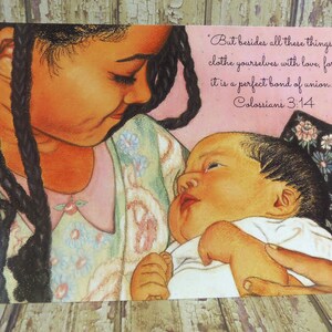 Impressão de irmãs de 5" x 7" ~ O amor é o vínculo perfeito de união - Colossenses 3:14 Escritura ~ Bebê ~ Pastéis de giz macio