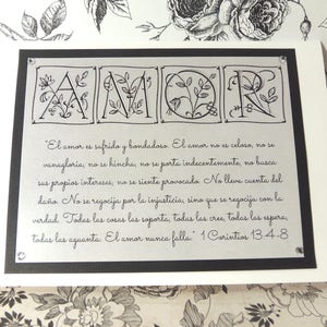 Spanish Engagement / Marriage Greeting Card ~ &quot;El Amor es sufrido y bondadoso...&quot; Love / Amor Scripture ~ 1 Corinthians 13:4-8