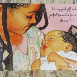 5" x 7" Sisters Print ~ Every good & perfect present from above - James 1:17 Scripture ~ Baby ~ Soft Chalk Pastels