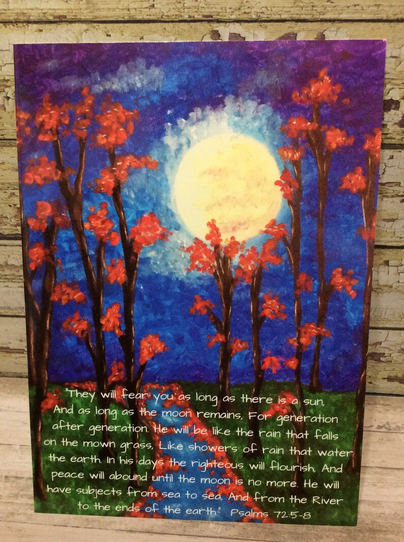 8 1/2 x 11 Print As Long As Moon Remains...Untill Moon is No More Psalm 72:5-8 Scripture Acrylic Painting image 1