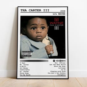 Póster de Lil Wayne / Póster del álbum Tha Carter III / Póster de música / Póster de portada de álbum / Decoración de pared / Regalo musical / Decoración de habitación