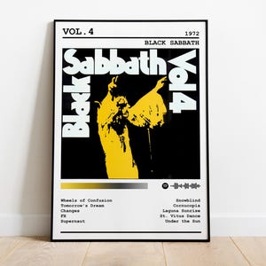 Black Sabbath Poster Print | Vol 4 Album Poster | Music Poster | Album Cover Poster | Wall Decor | Music Gift | Room Decor