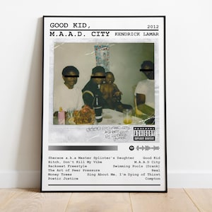 Kendrick Lamar Poster Print | Good Kid, m.A.A.d. City Album Poster | Music Poster | Album Cover | Wall Decor | Music Gift | Room Decor