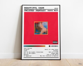 Kanye West Poster Print | Beautiful Dark Twisted Fantsy Album Poster | Music Poster | Album Cover Poster | Wall Decor | Music Gift