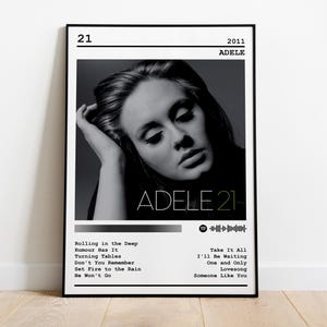 Adele Poster Print | 21 Album Poster | Music Poster | Album Cover Poster | Wall Decor | Music Gift | Room Decor