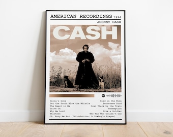 Johnny Cash Poster Print | American Recordings Album Poster | Music Poster | Album Cover Poster | Wall Art | Music Gift | Room Decor