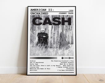 Johnny Cash Poster Print | American II Unchained Album Poster | Music Poster | Album Cover Poster | Wall Art | Music Gift | Room Decor