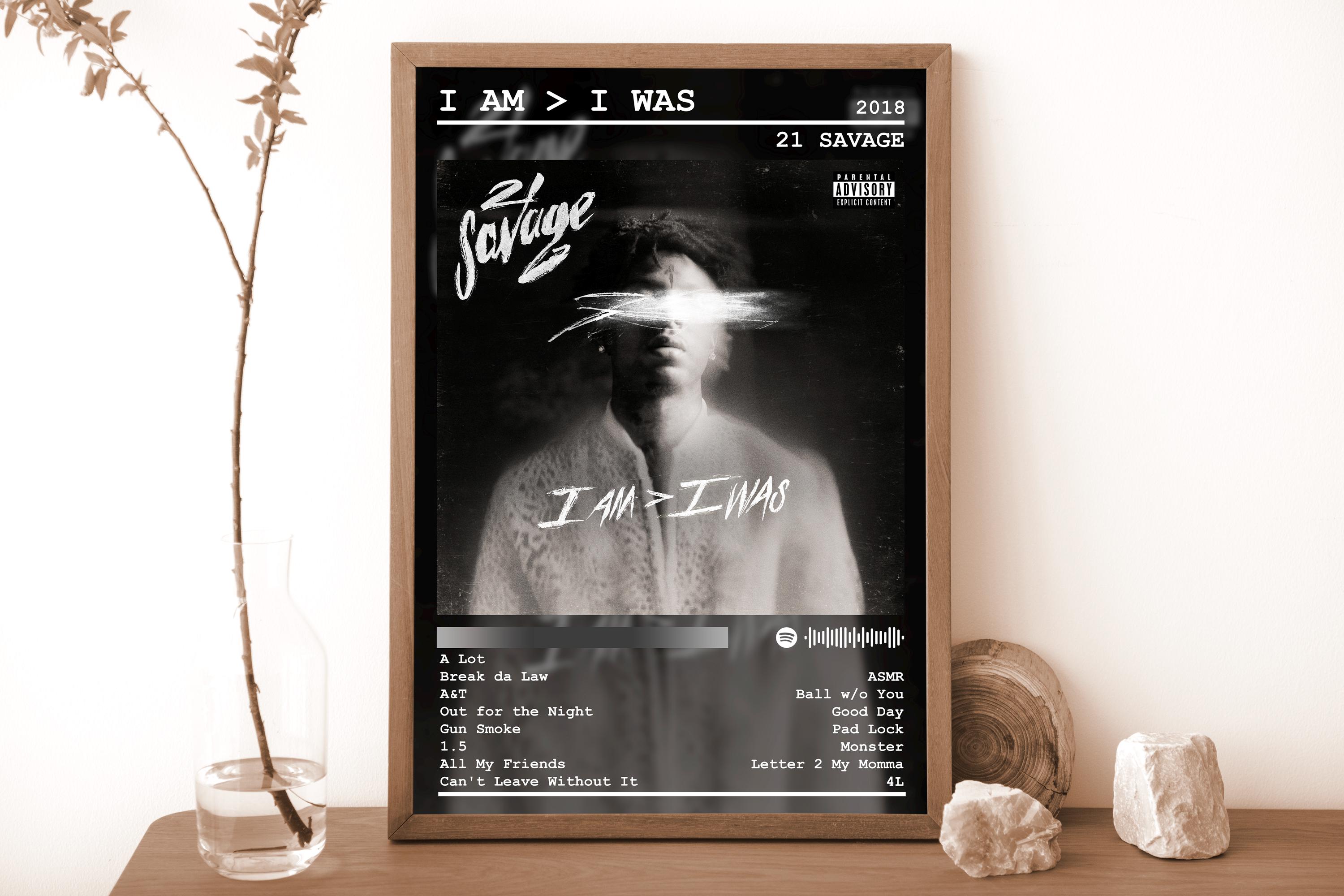 【額縁付き】 21savage I AM > I WAS A2ポスター Amazon.com: BICHI 21 Savage Poster I Am I Was Album Cover Posters