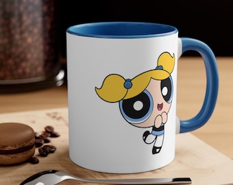 Powerpuff Girls Bubbles Mug 11oz White-Blue | PPG Mugs | Powerpuff Girls Gifts | Gifts for Her | Cartoon Mug | Powerpuff Girls Cuppa