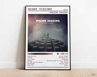 Imagine Dragons Poster Print / Night Visions Album Poster / Cartel de música / Cartel de portada del álbum / Decoración de pared / Regalo de música / Decoración de la habitación