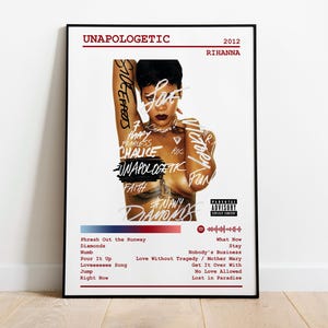 Rihanna Poster Print | Unapologetic Album Poster | Music Poster | Album Cover Poster | Wall Decor | Music Gift | Room Decor