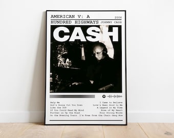 Johnny Cash Poster Print | American V A Hundred Highways Album Poster | Music Poster Gift | Album Cover Poster | Wall Art | Room Decor