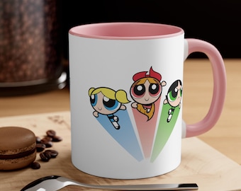 Powerpuff Girls Mug 11oz White-Pink | PPG Mugs | Powerpuff Girls Gifts | Gifts for Her | Cartoon Mug | Powerpuff Girls Cuppa