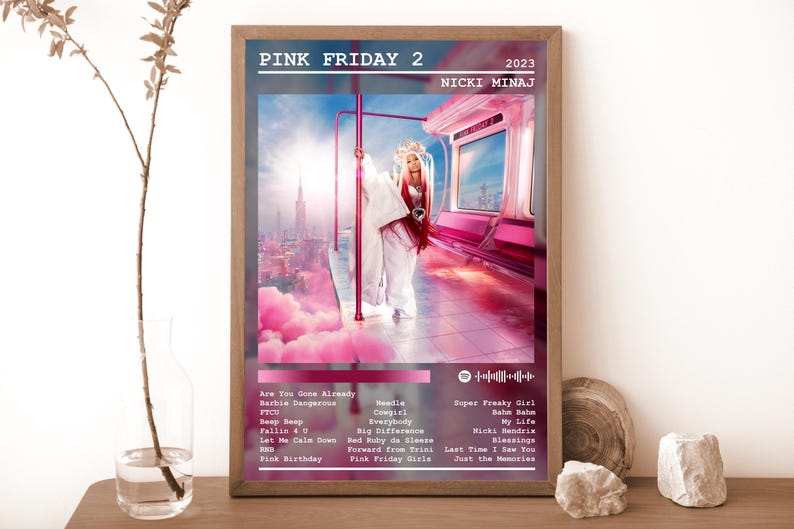 Nicki Minaj-affischtryck | Pink Friday 2 albumaffisch | Musikaffisch | Skivomslagsaffisch | Väggdekor | Musikgåva | Rumsdekor Special