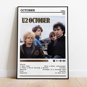 U2 Poster Print | October Album Poster | Music Poster | Album Cover Poster | Wall Decor | Music Gift